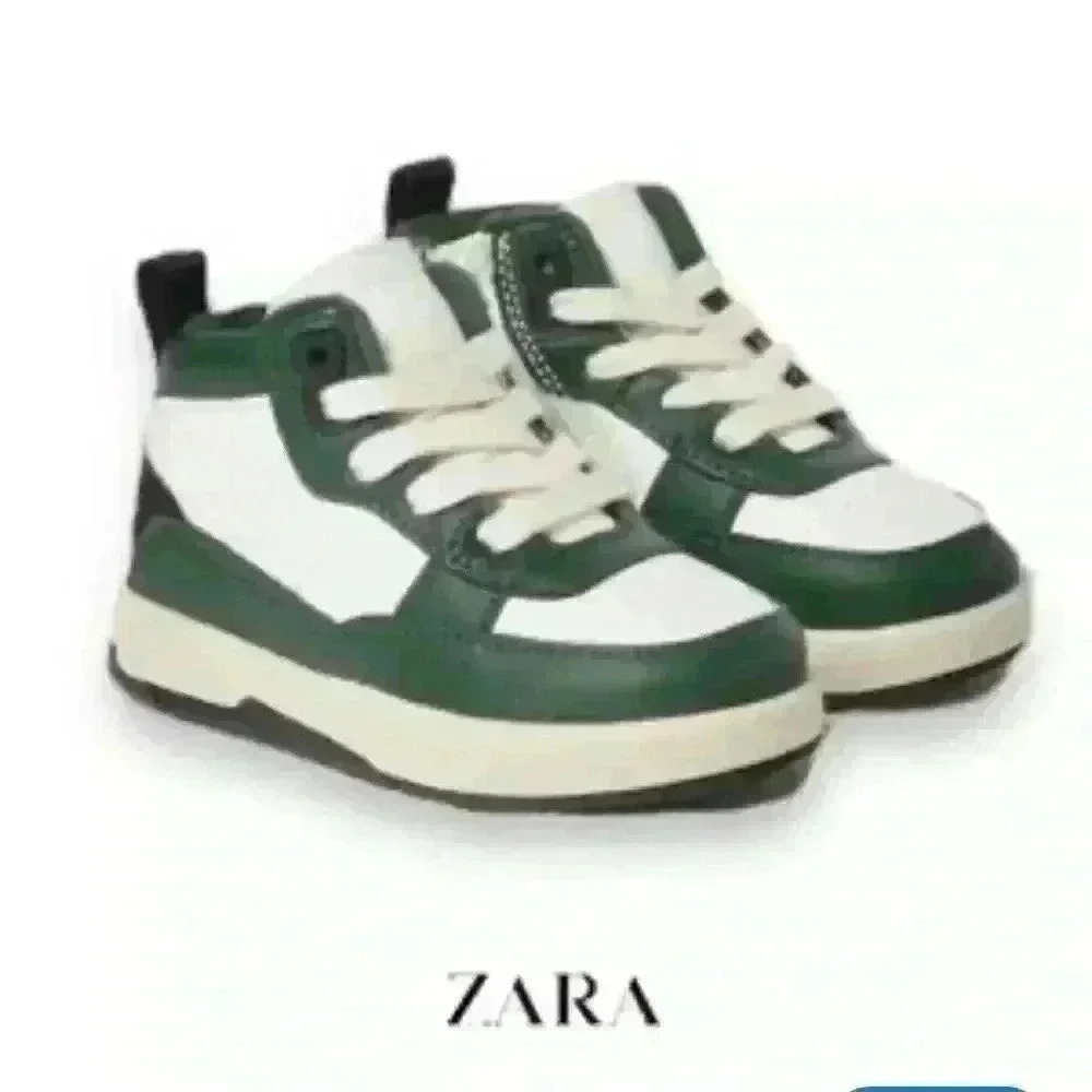 ZARA Kids Contrast HighTop Sneakers Lace Up w/Side Zip Toddler Size EU 26 US 9.5
